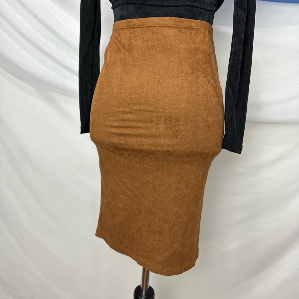 Brown suede midi skirt XS